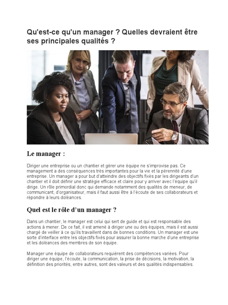 Qualités essentielles d'un manager | PDF | Business