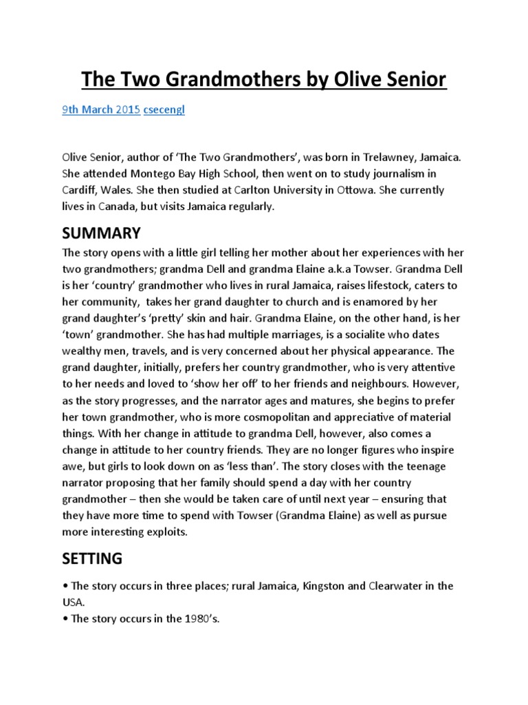 Analysis of "The Two Grandmothers" | PDF | General Fiction