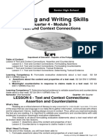 Reading and Writing Skills: Quarter 4 - Module 3 Text and Context Connections