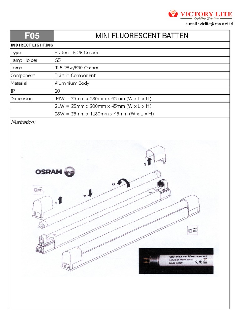 Mini Fluorescent Batten Specifications | PDF