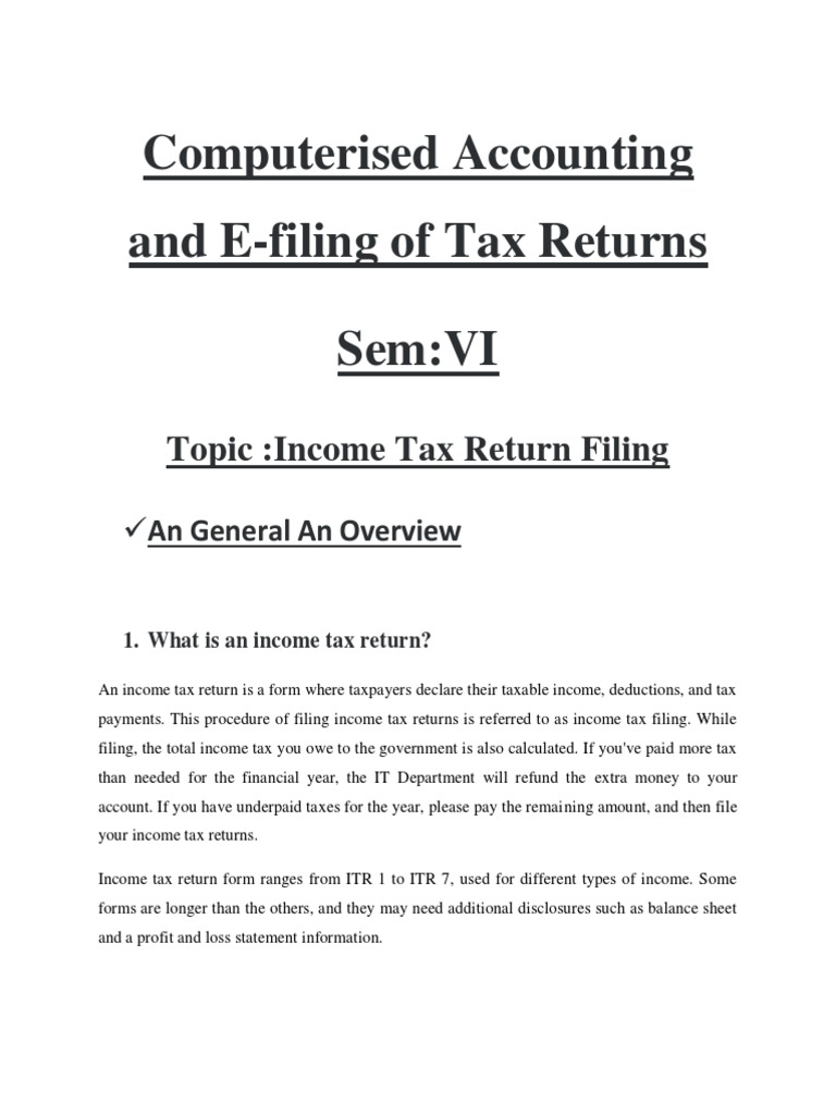 Computerised Accounting and e Filing of Tax Returns | PDF | Taxes | Tax ...