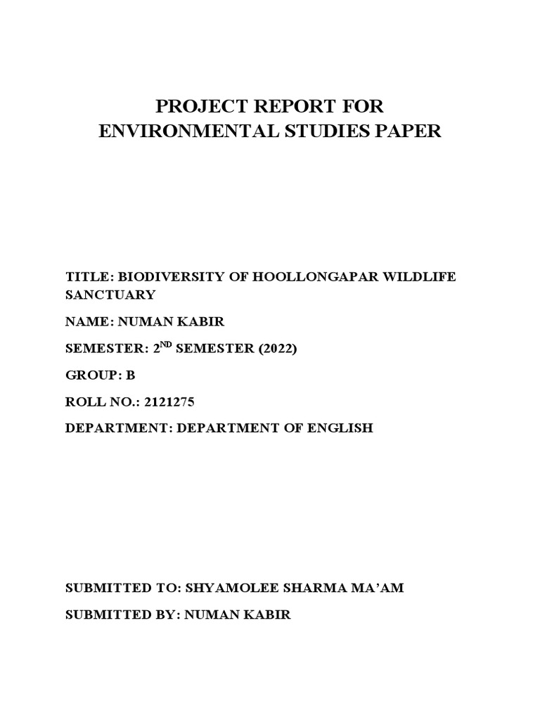 Biodiversity in Hollongapar Sanctuary | PDF | Organisms | Natural ...