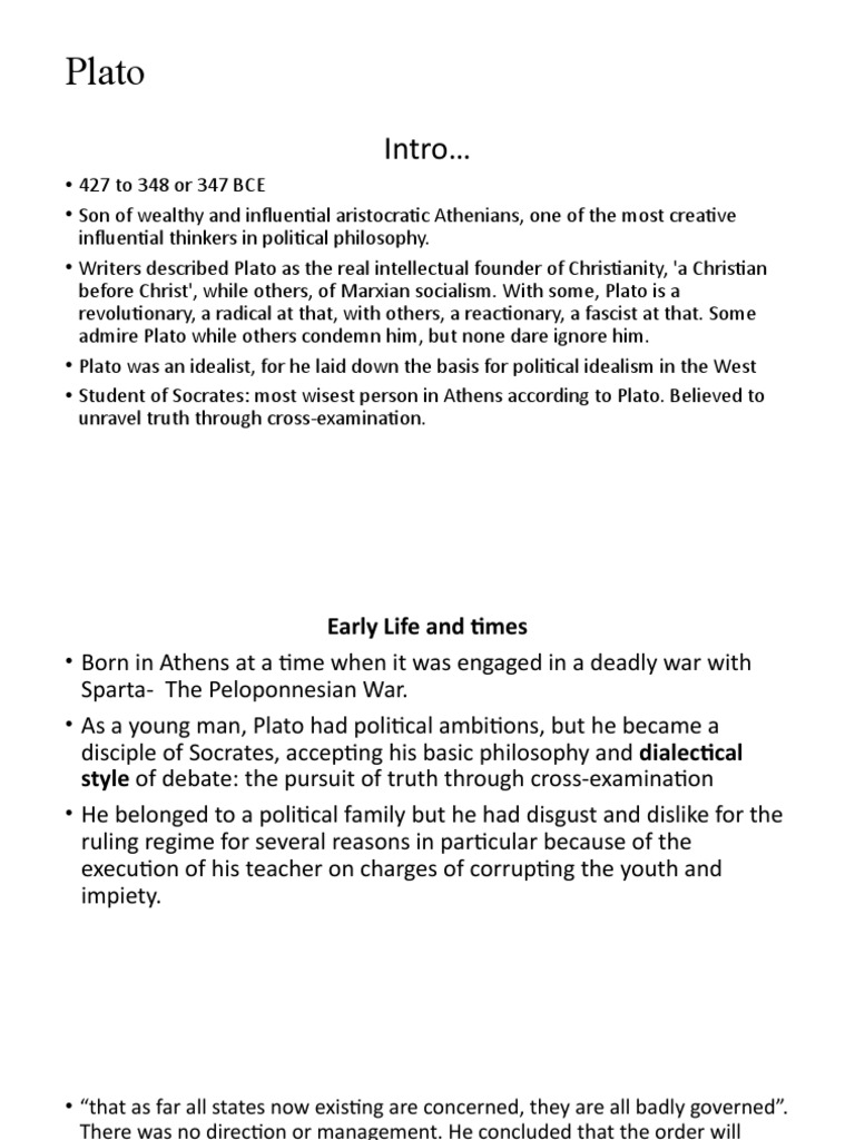Plato Intro 1 | PDF | Plato | Socrates
