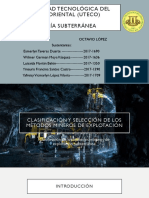 Clasificación y Selección de Los Métodos Mineros de Explotación.