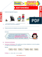 La Antonimia para Sexto Grado de Primaria