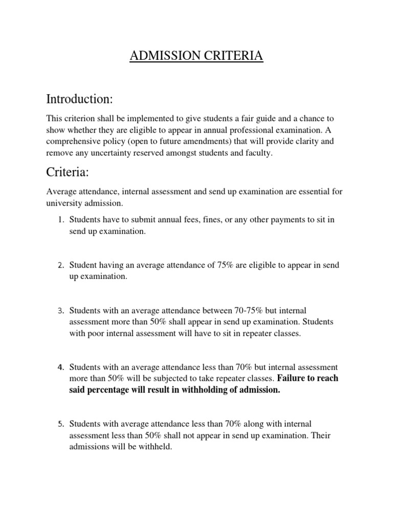 Admission Criteria PDF