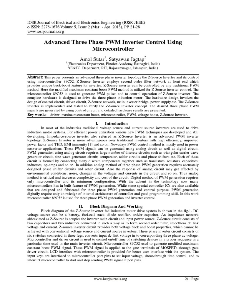 Advanced Three-Phase PWM Inverter Control | PDF | Power Inverter ...