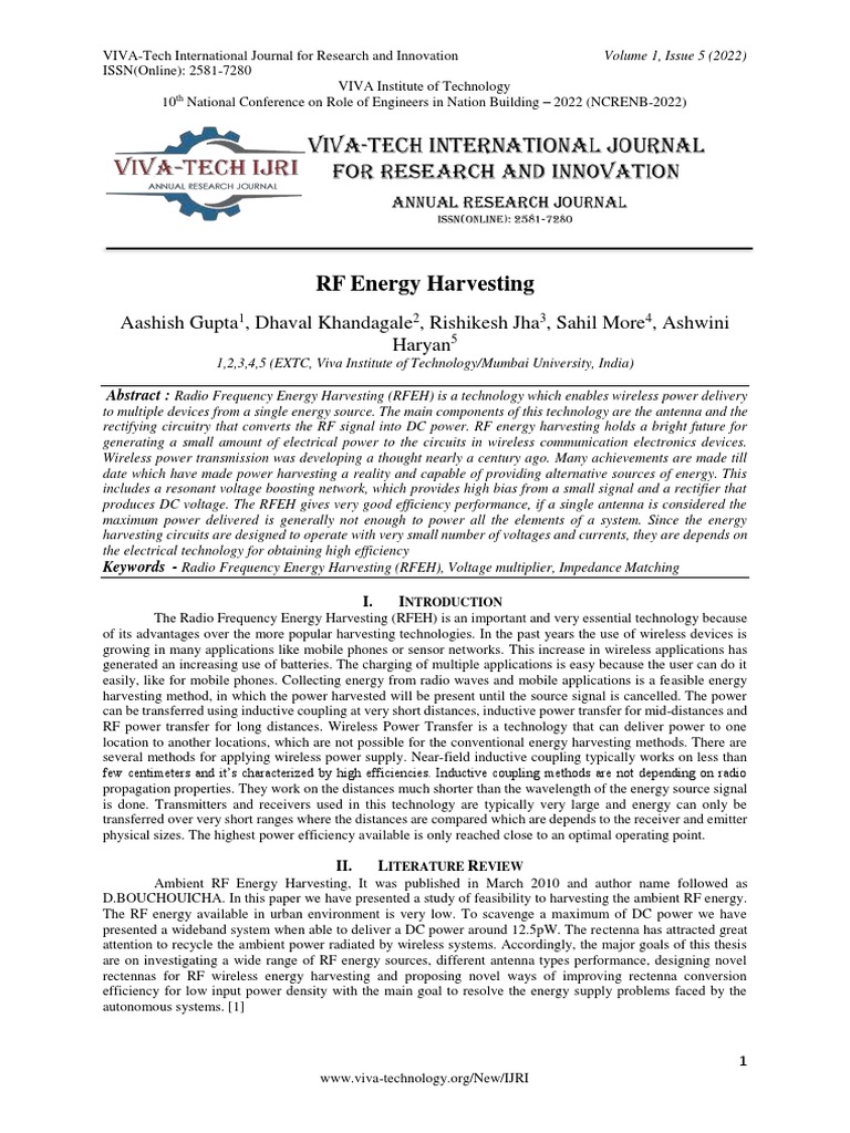 RF Energy Harvesting | PDF | Energy Harvesting | Rectifier