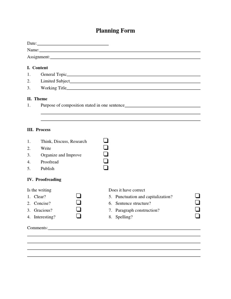 Planning Form | PDF