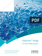 Hypermer Range: For Water Soluble Polymers