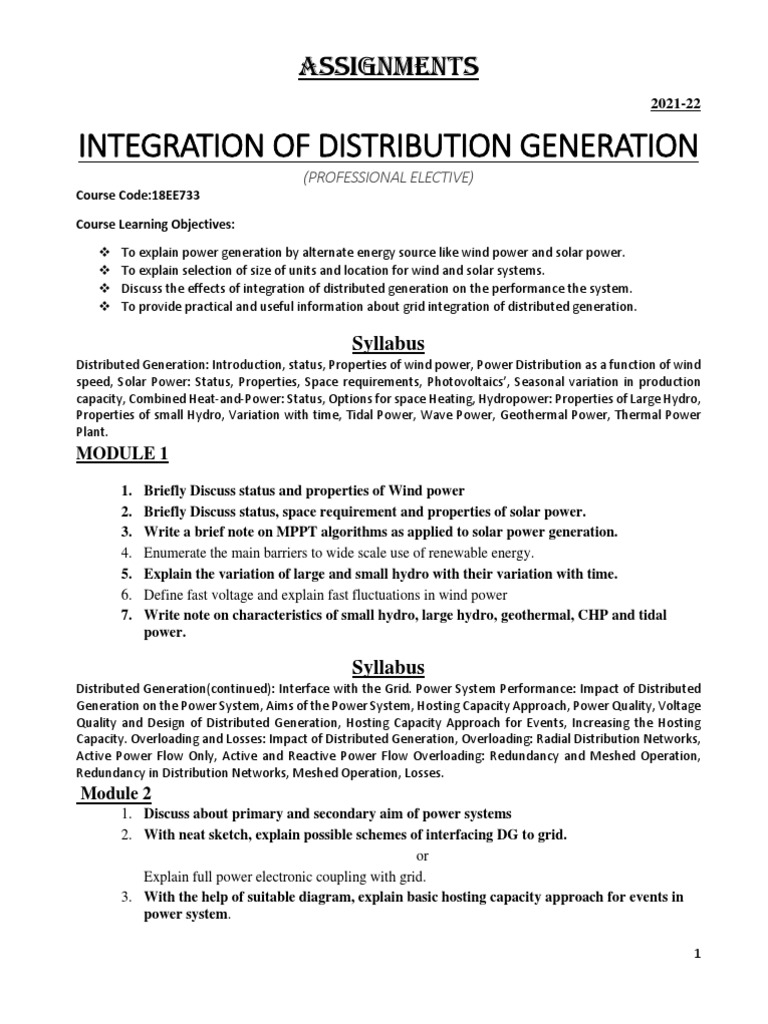 Integration of Distributed Generation | PDF | Distributed Generation ...