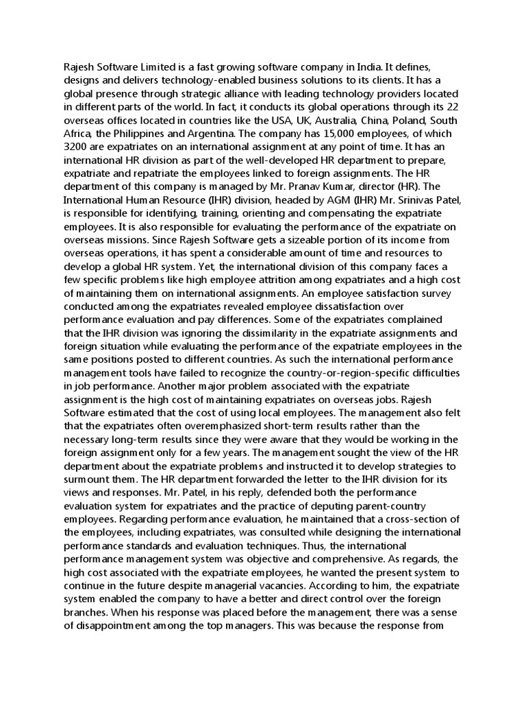 Expatriate Performance Management Issues | PDF | Human Resource ...