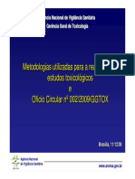 Metodologias Utilizadas para A Realização de Testes Toxicológicos - ANVISA