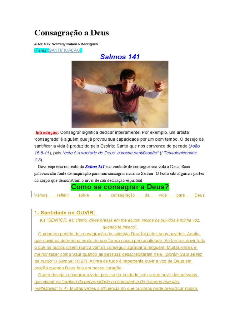 Consagração A Deus | PDF | Jesus | Salmos