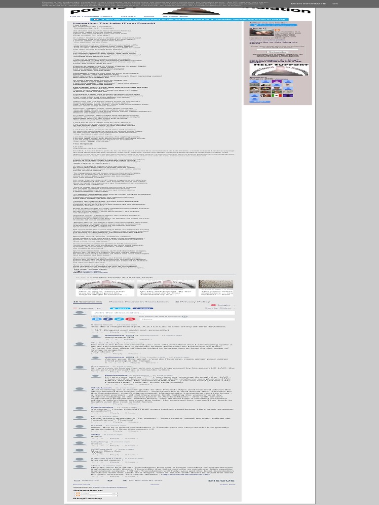 Poems Found in Translation Lamartine The Lake (From French) PDF