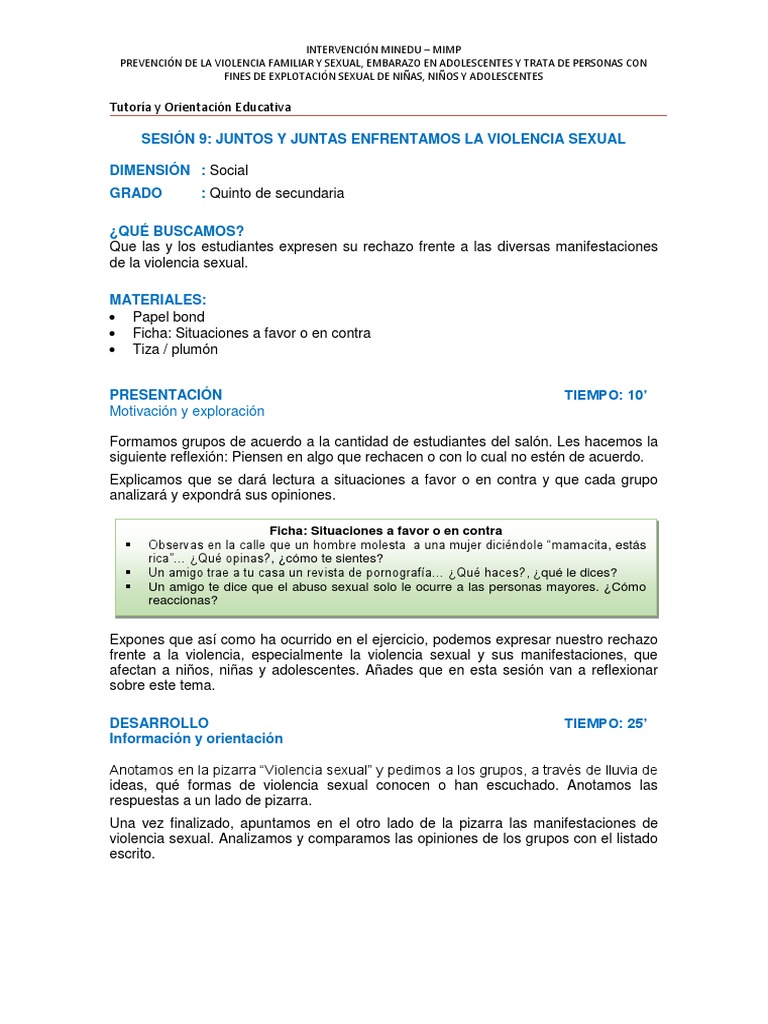 Prevención de la Violencia Sexual en Jóvenes | PDF | Agresión sexual ...