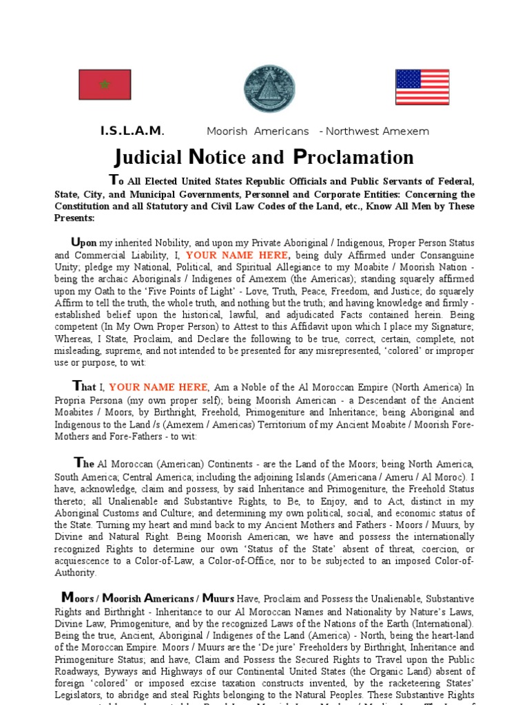  Judicial Notice and Proclamation 3 Moors