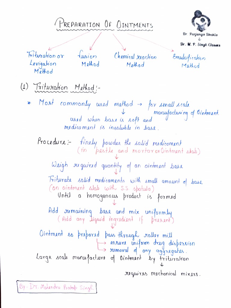 Preparation of Ointments PDF Physical Chemistry Pharmacology