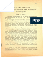 1957. the Role of Language in the Function of Psychological Process (French)