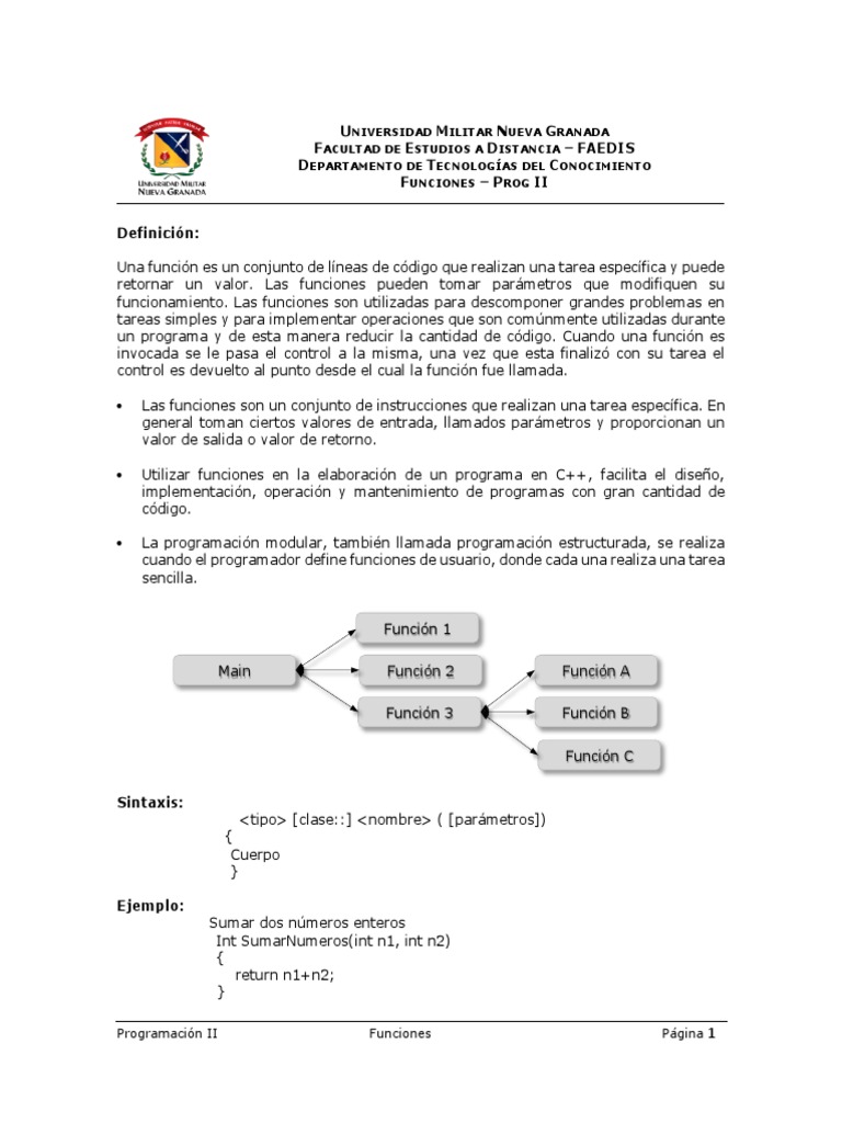 Funciones en C++ | PDF | C ++ | Función (Matemáticas)