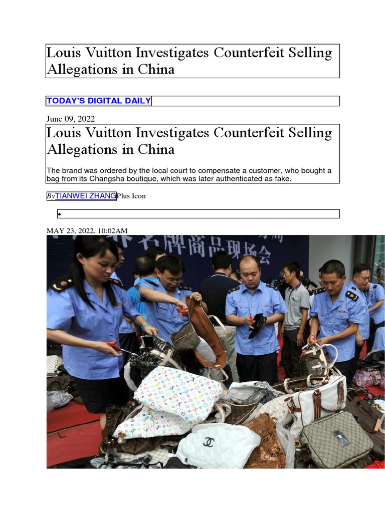 Louis Vuitton Counterfeit Case in China | PDF | Counterfeit | Brand