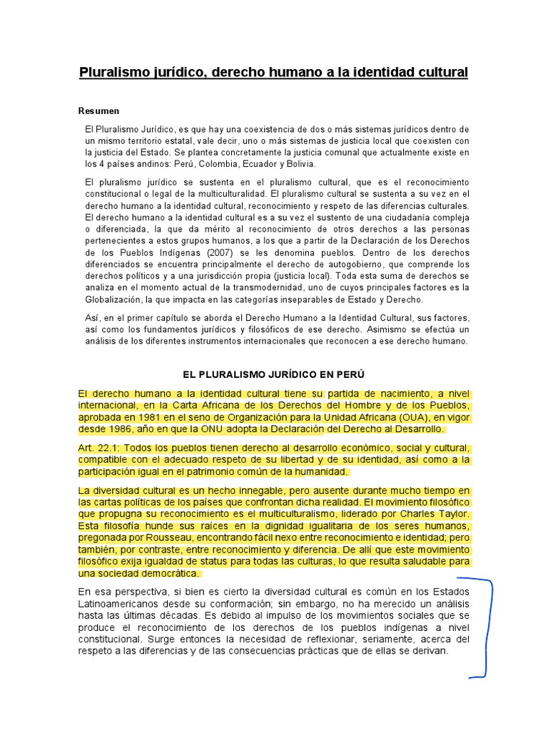 Pluralismo Jurídico y Identidad Cultural | PDF | Derechos humanos ...