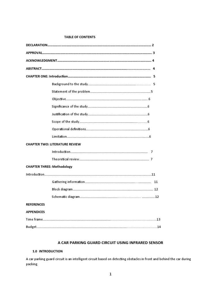 A Car Parking Guard Circuit Using Infrared Sensor PDF Electronic