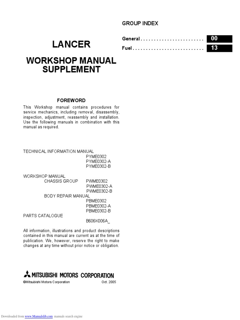 Lancer: Workshop Manual Supplement | PDF | Throttle | Fuel Injection