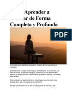 Cómo Aprender a Meditar de Forma Completa y Profunda