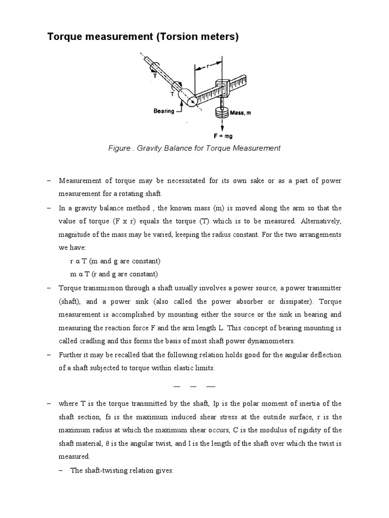 Torque Measurement (Torsion Meters) PDF Torque Stress (Mechanics)
