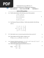 North South University (NSU) Sec-15 Department of Department of Mathematics and Physics Final Assignment Course Code: MAT Total Marks-30