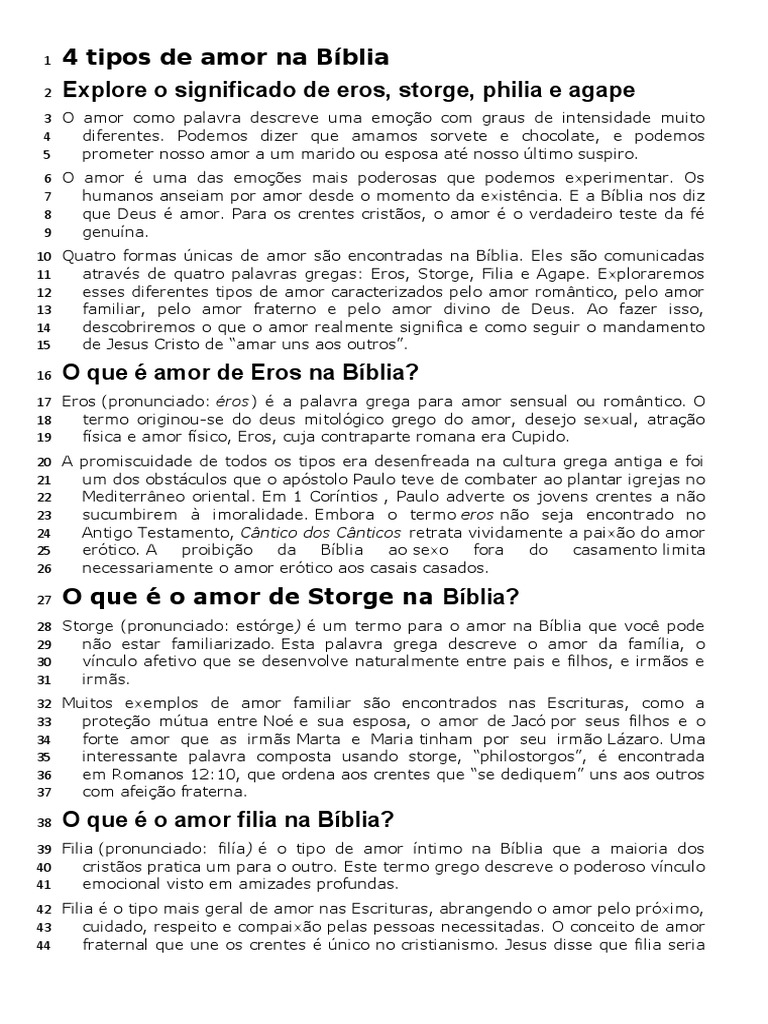 Amar Inimigos 4 Tipos de Amor Na Bíblia PDF Amor Bíblia