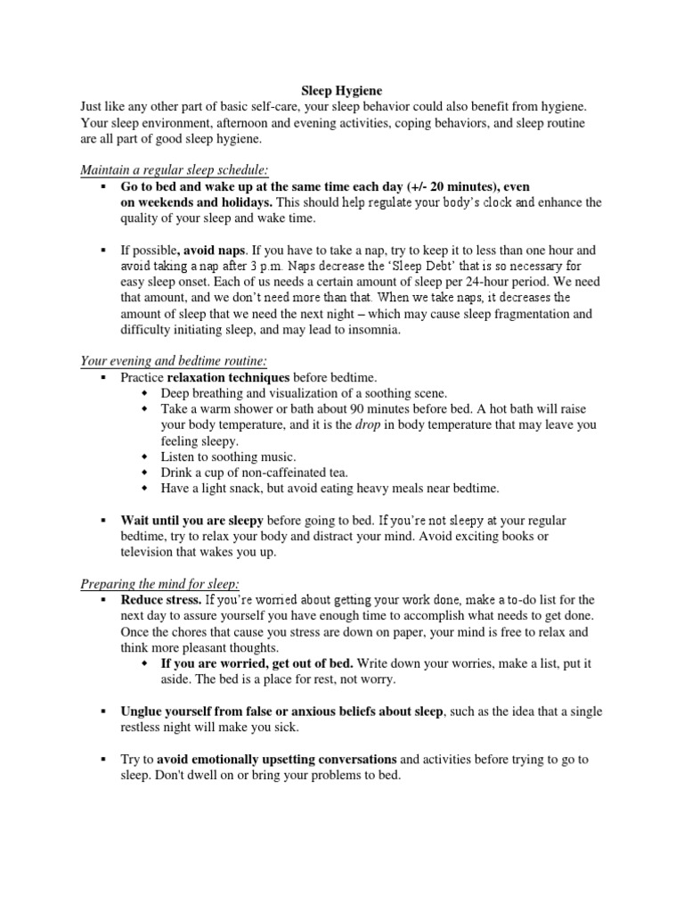 Sleep Hygiene: Maintain A Regular Sleep Schedule | PDF | Sleep | Physiology
