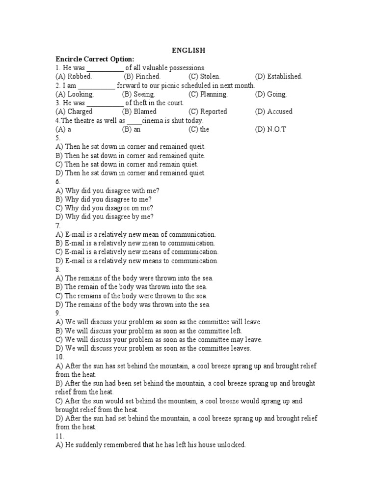 Combine Test XI Pre-Eng | PDF | Foreign Language Studies | Art