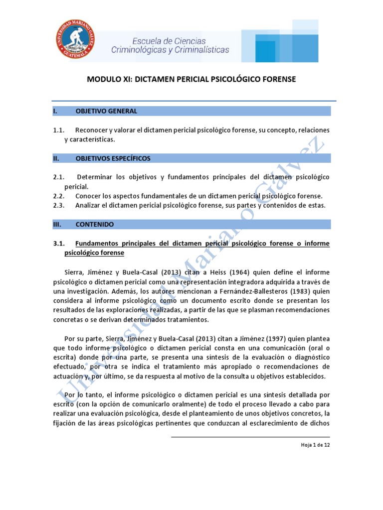 Módulo 11 - Dictamen Pericial Psicológico Forense | PDF | Sicología