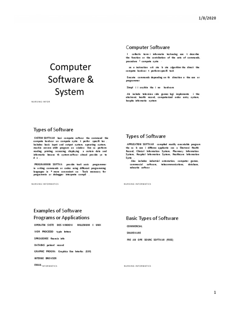 Lec 4 Computer Software and System (Nursing Informatics) | PDF ...