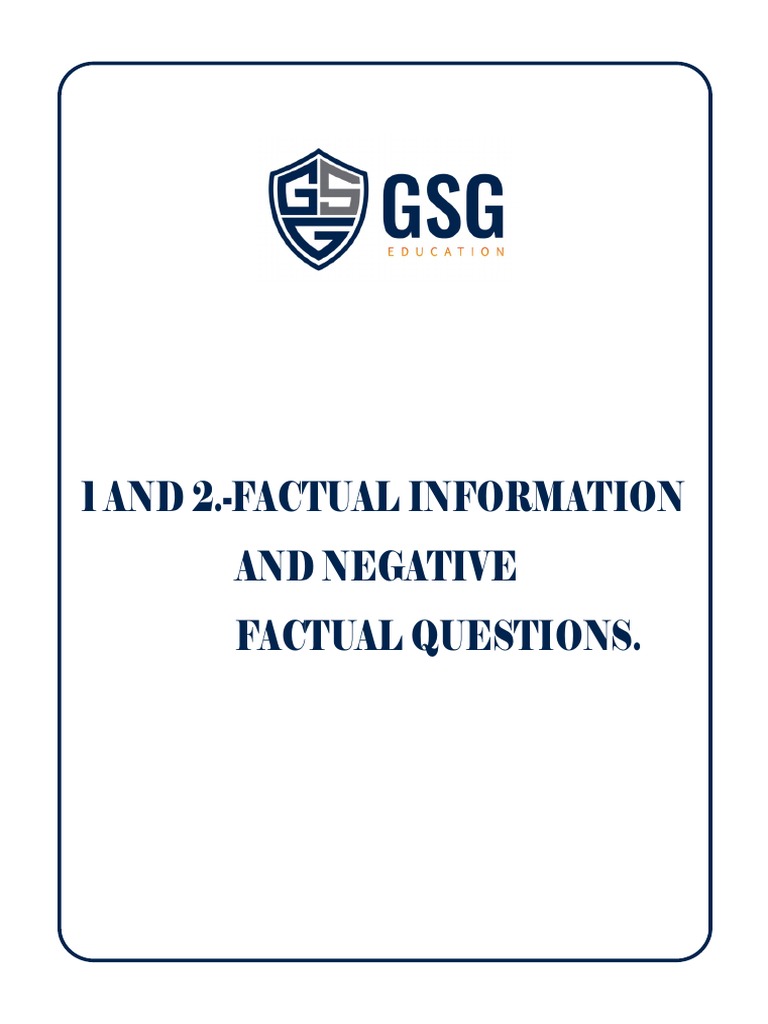 1 and 2.-Factual Information and Negative Factual Questions | PDF ...