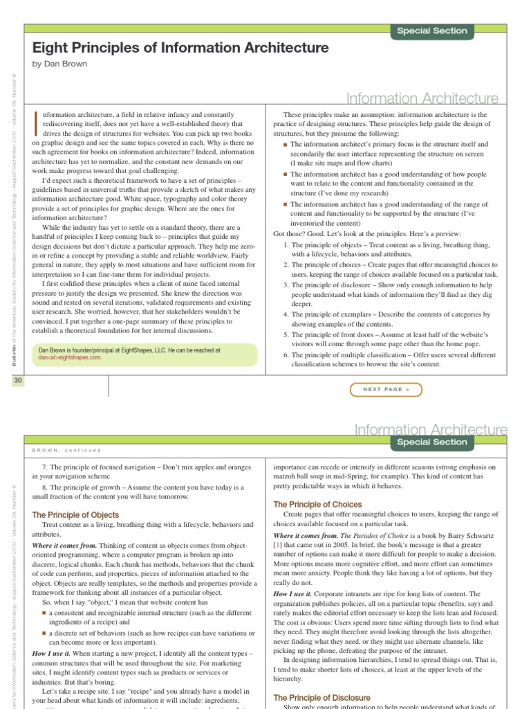 Eight Principles of Information Architecture | PDF | Information | Websites