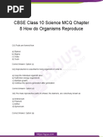 CBSE Class 10 Science MCQ Chapter 8 How Do Organisms Reproduce