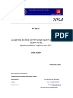 A Agenda Da Boa Governança - Quem Ganha e Quem Perde