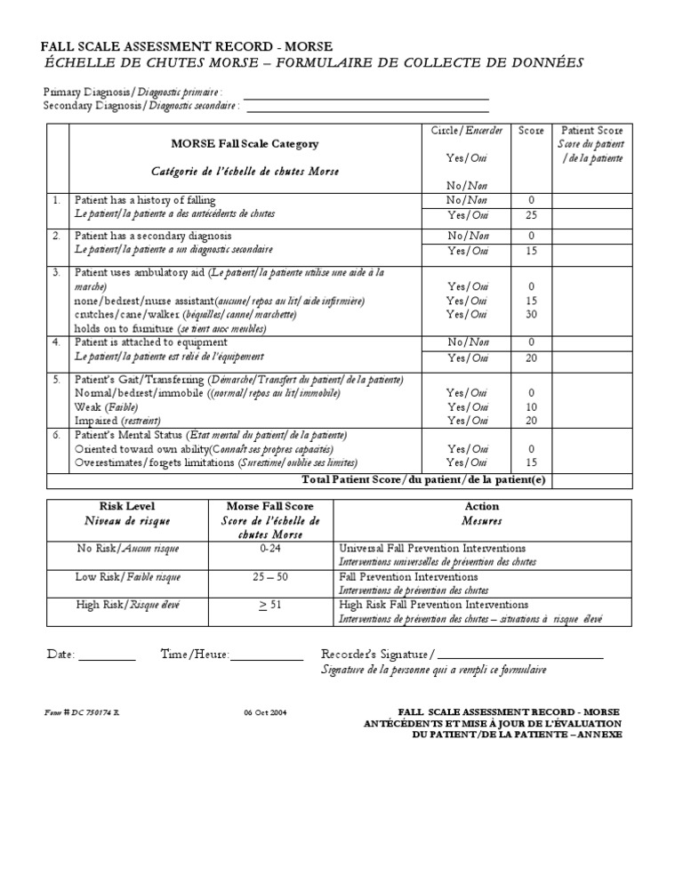 Morse Fall Scale FR en | PDF | Développement personnel | Bien-être