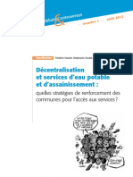 Décentralisation Et Services D'eau Potable Et D'assainissement