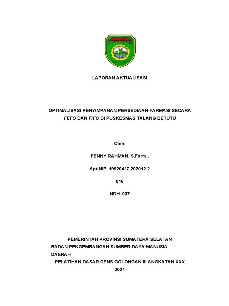 Optimalisasi FEFO & FIFO di Puskesmas | PDF