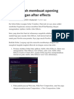 Cara Mudah Membuat Opening Video Dengan After Effects