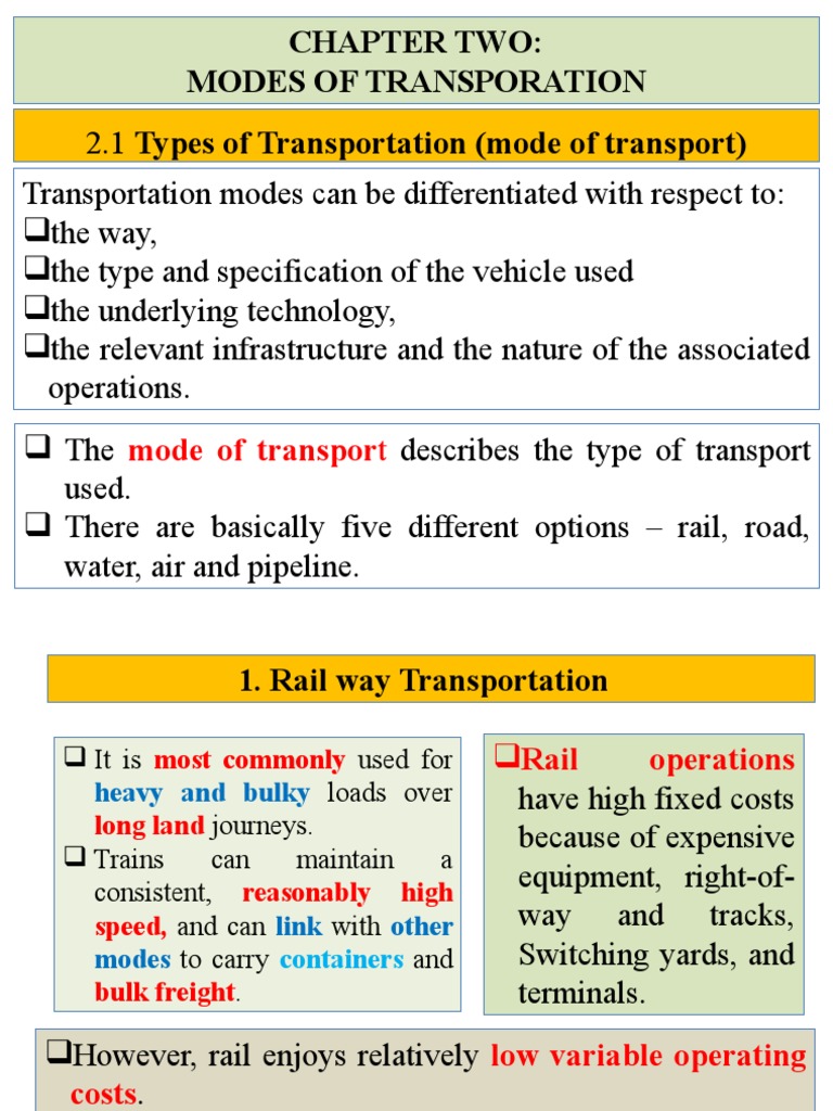 Chapter Two: Modes of Transporation | PDF | Transport | Containerization