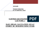 Earthquake Engineering Lab Work-1 Base Shear Calculation of G+5 Storey RC Building Using Etabs