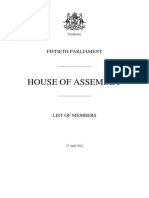 House of Assembly: Fiftieth Parliament
