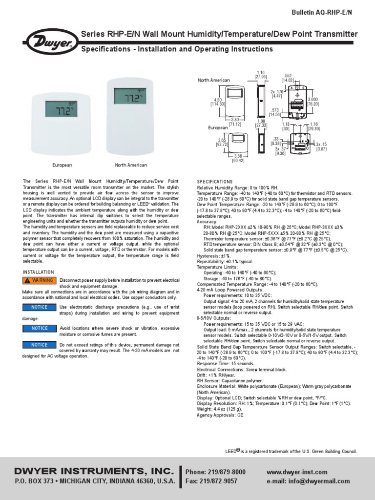 RHP-En Series RHP-XN Instal | PDF | Power Supply | Humidity