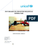 Etude Sur l'État Des Lieux de l'Éducation Inclusive Au Burkina Faso.