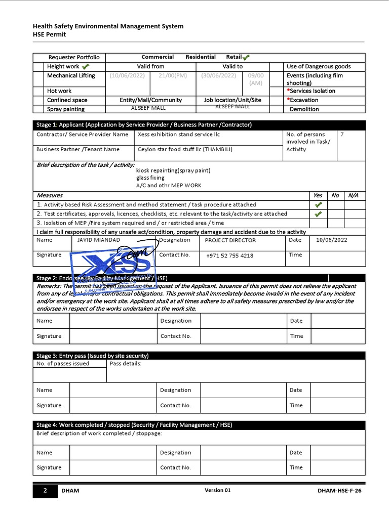 HSE Permit Application Guidelines | PDF | Occupational Safety And ...